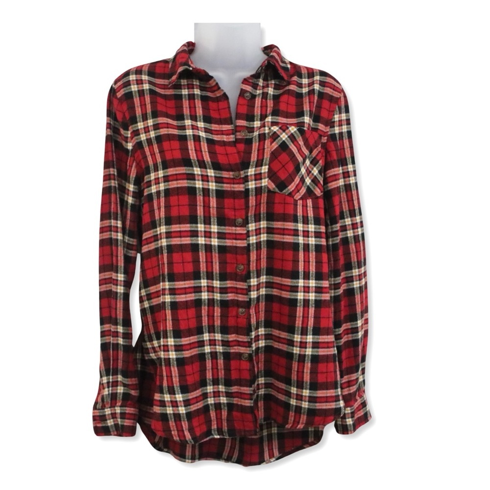 Hippie Rose Red Flannel Button Down Shirt